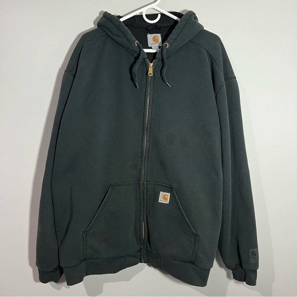 Carhartt Other - Carhartt Rain Defender Black Long Sleeve Full Zip Fleece Hooded Jacket Mens 2XL